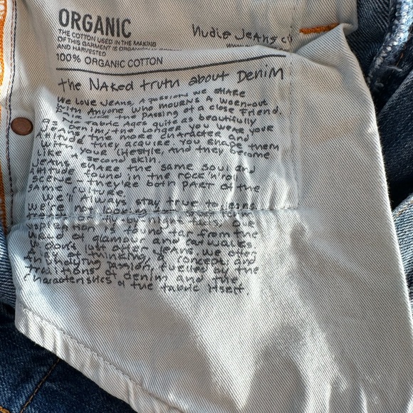 Nudie Jeans Steady Eddie Slim Straight Leg  Cotton Denim 30x29 Italy Button Fly - Picture 13 of 16